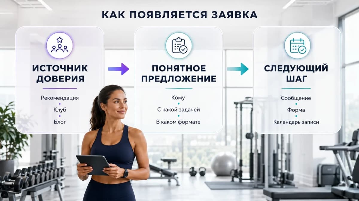 Схема появления заявки: источник доверия, понятное предложение и следующий шаг