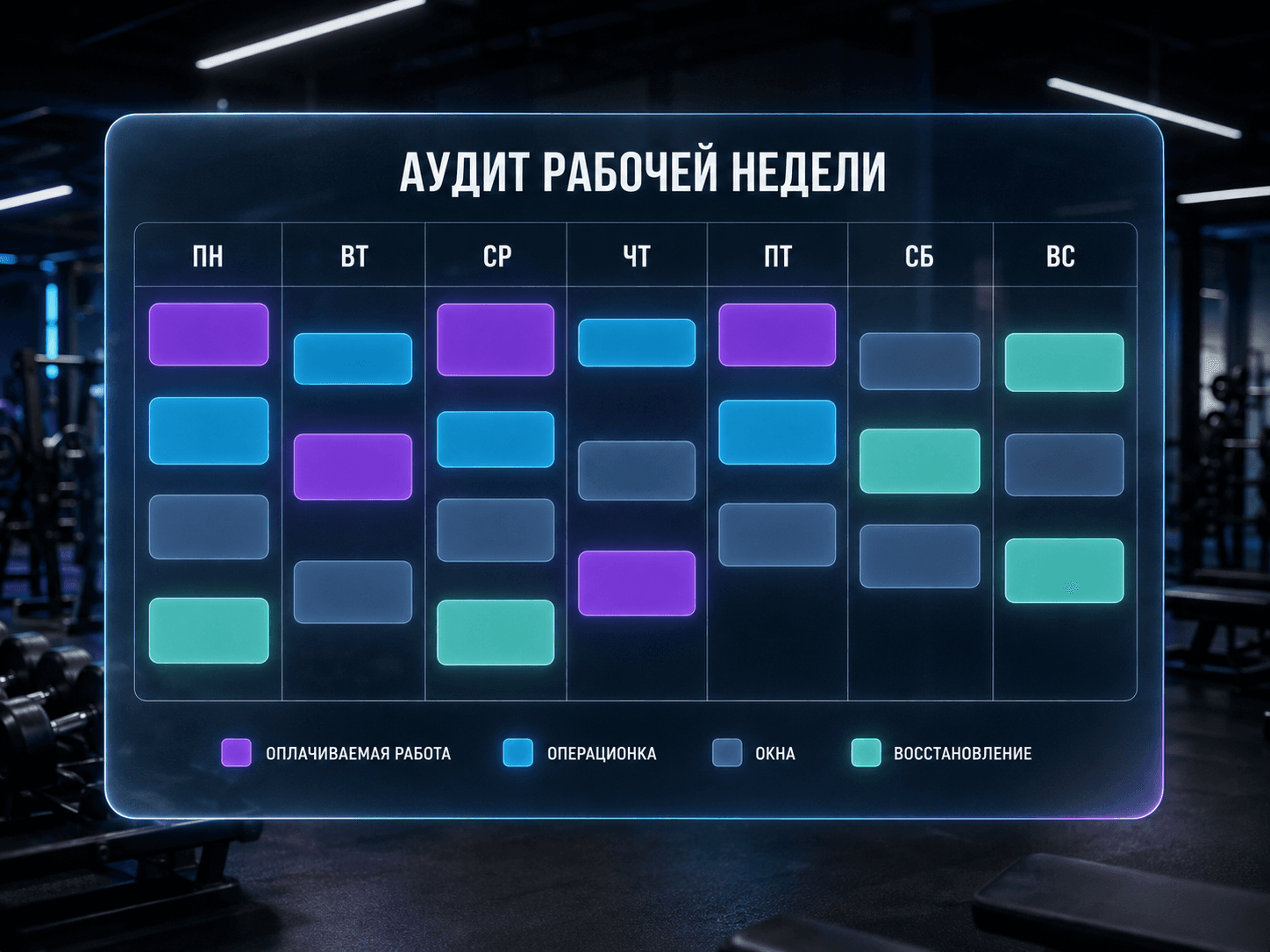 Аудит рабочей недели тренера: оплачиваемая работа, операционка, окна и восстановление