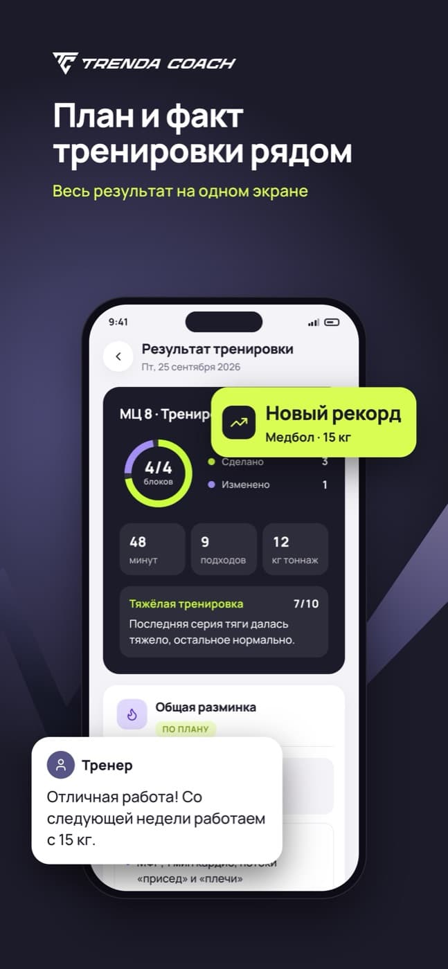 Приложение Trenda Coach для клиента